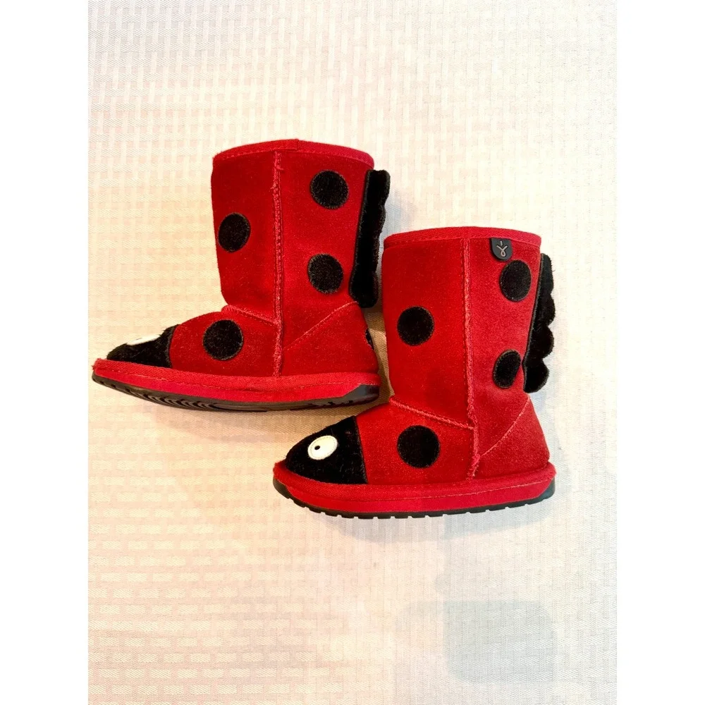 EMU Australia Ladybird K10111 Red Ladybug Merino Wool Suede Boots Toddler K8